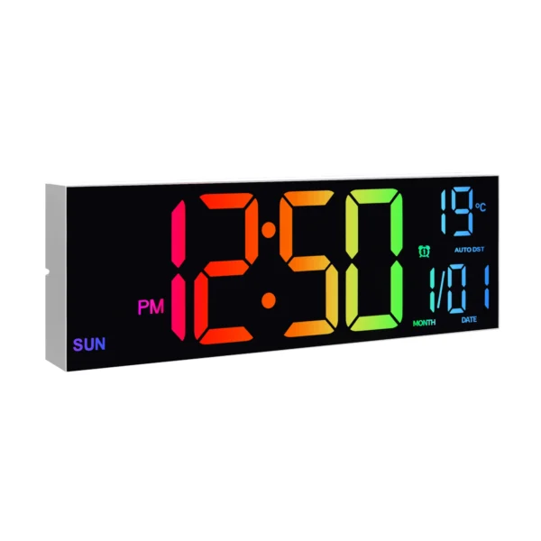 16" Large Digital Wall Clock with Remote, 8 RGB Color
