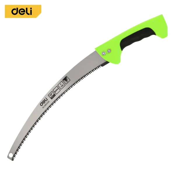 Deli 13in Curved Hand Saw Green, Sharp and Durable