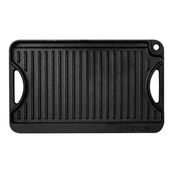14x8.5 inch Reversible Grill Griddle Cast Iron Black