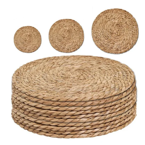 4Pcs Handwoven Rattan Placemats Heat Insulation Mats