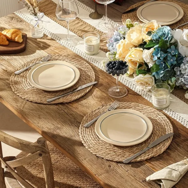 4pcs Round Rattan Placemats, Durable & Easy-Clean