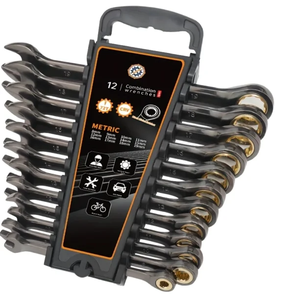 12-Piece CR-V Metric Ratchet Wrench Set – 72 Teeth=